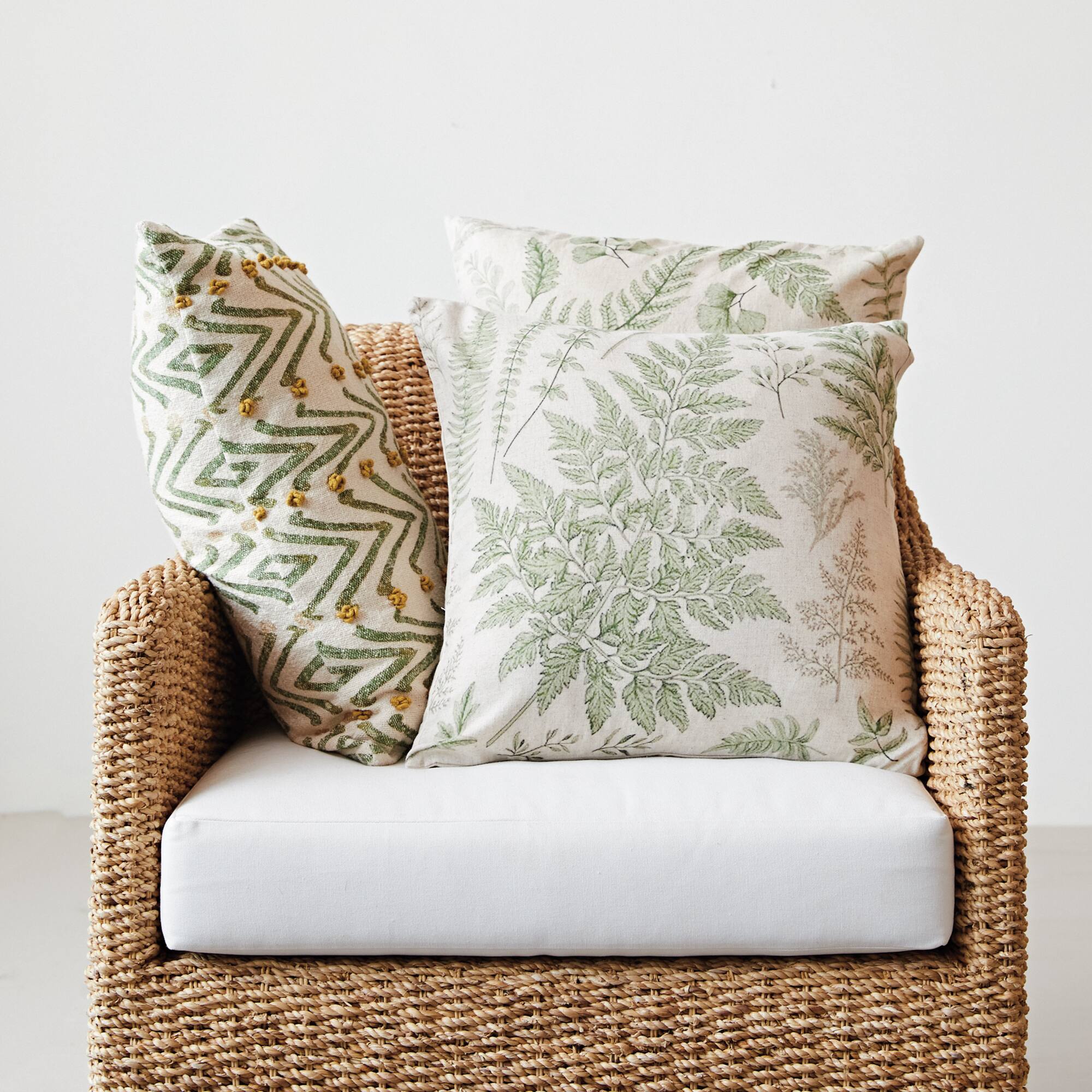 Hello Honey® 24" Natural, Green & Mustard Floral Pattern Lumbar Pillow